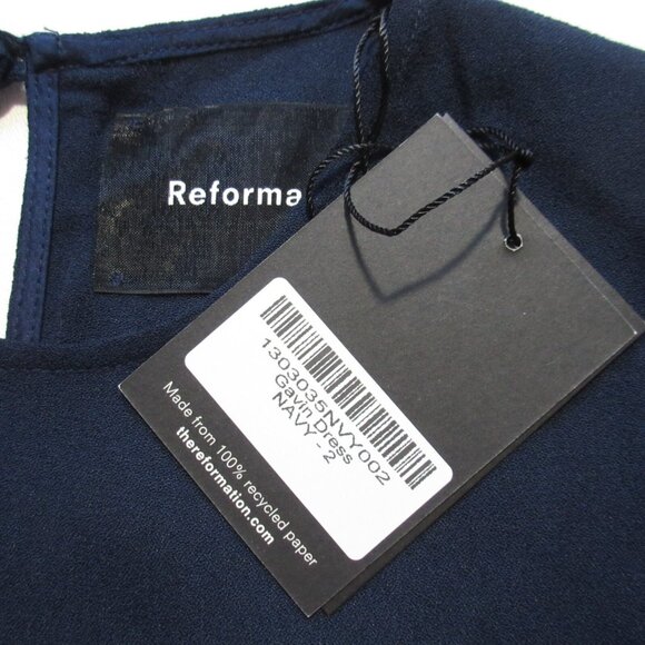 NWT Reformation Gavin in Navy Blue Cutout Back Side Slit Crepe Midi Dress 2 - Picture 3 of 6